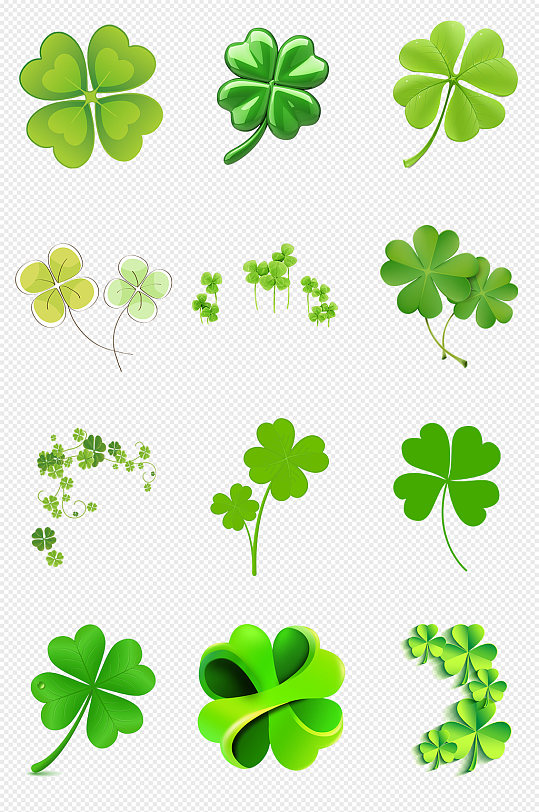 绿色四叶草幸运草png免抠素材