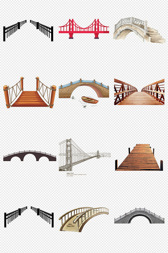 桥石桥拱桥桥梁png免抠素材