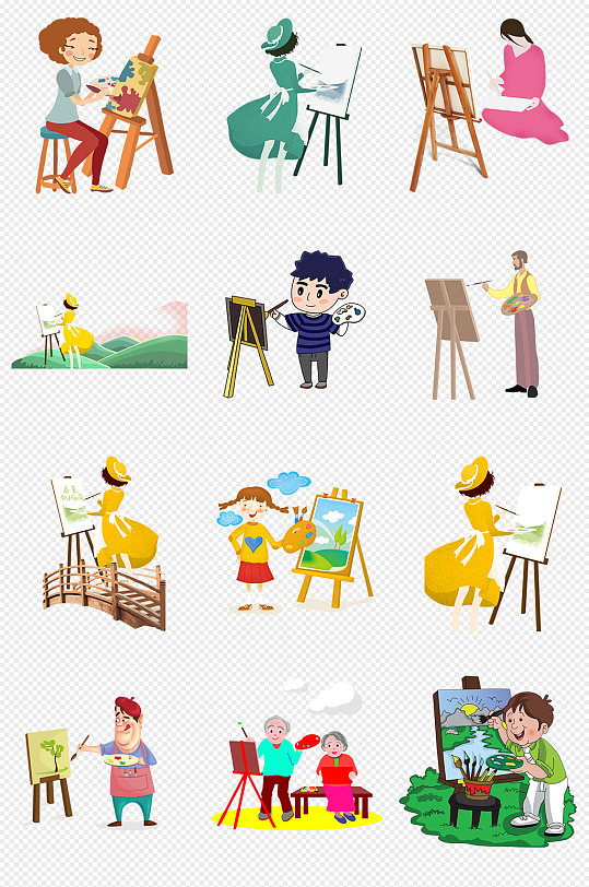户外写生画画png免抠素材