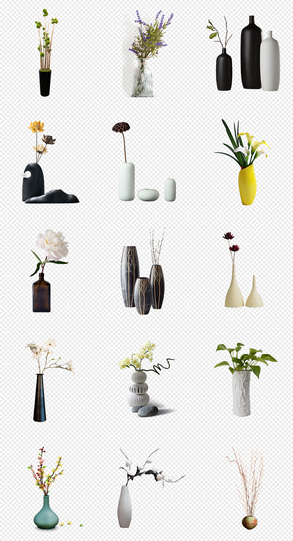 简约黑白北欧风格花瓶png免抠素材