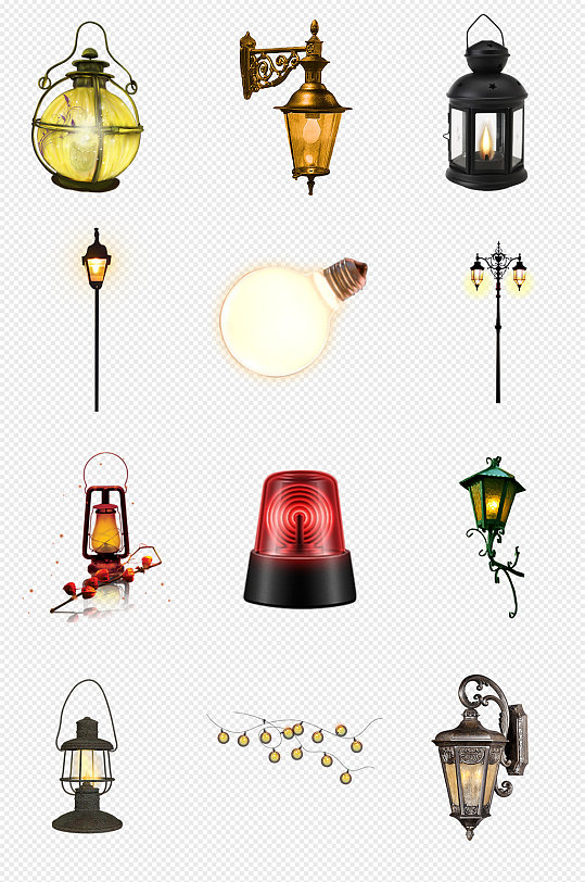 复古灯马灯路灯png免抠素材