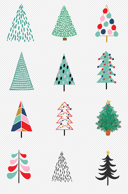 卡通扁平化三角树png免抠素材