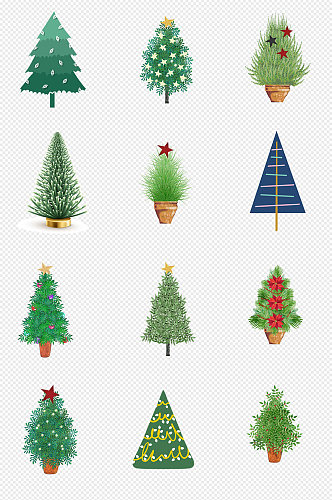 绿色卡通圣诞树PNG免抠素材