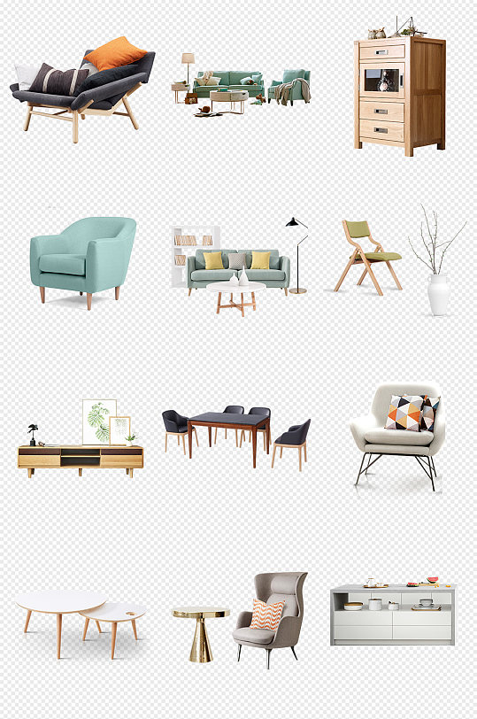 清新现代家居家装时尚沙发png免抠素材