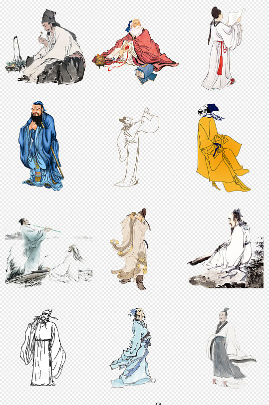 立即下载古装儿童古代书童书房书法人物插画中国风李白古代诗人手绘