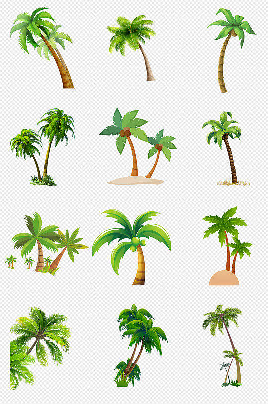 椰树沙滩椰树热带植物PNG免抠素材