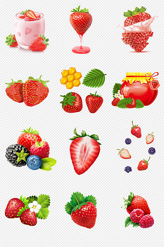 新鲜草莓水果PNG免抠素材
