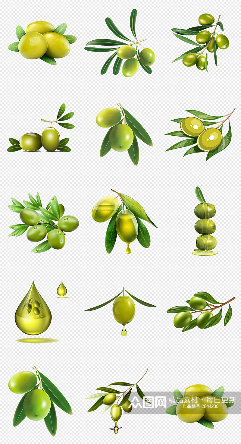 绿色橄榄新鲜橄榄橄榄油PNG免抠素材素材