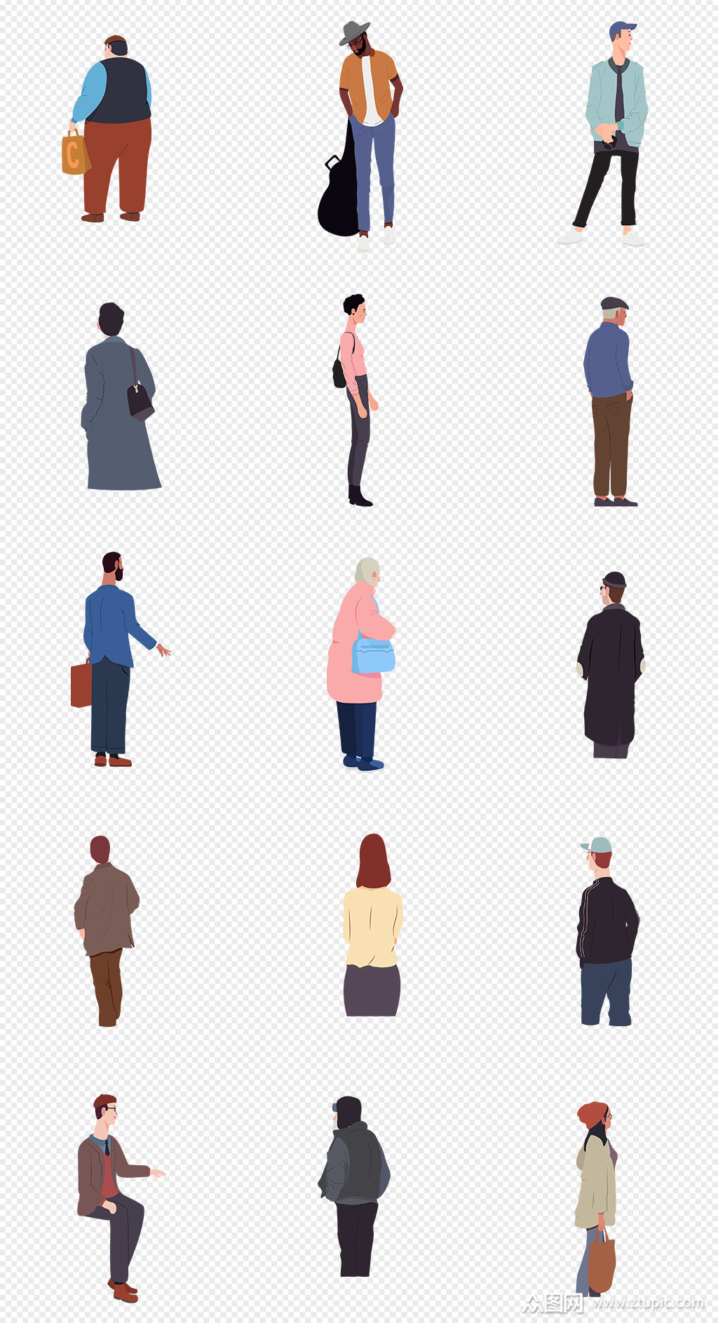 卡通手绘人物女人男人png免抠素材