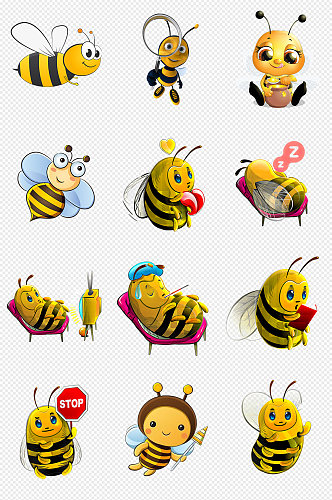 卡通小蜜蜂黄色蜜蜂PNG免抠素材