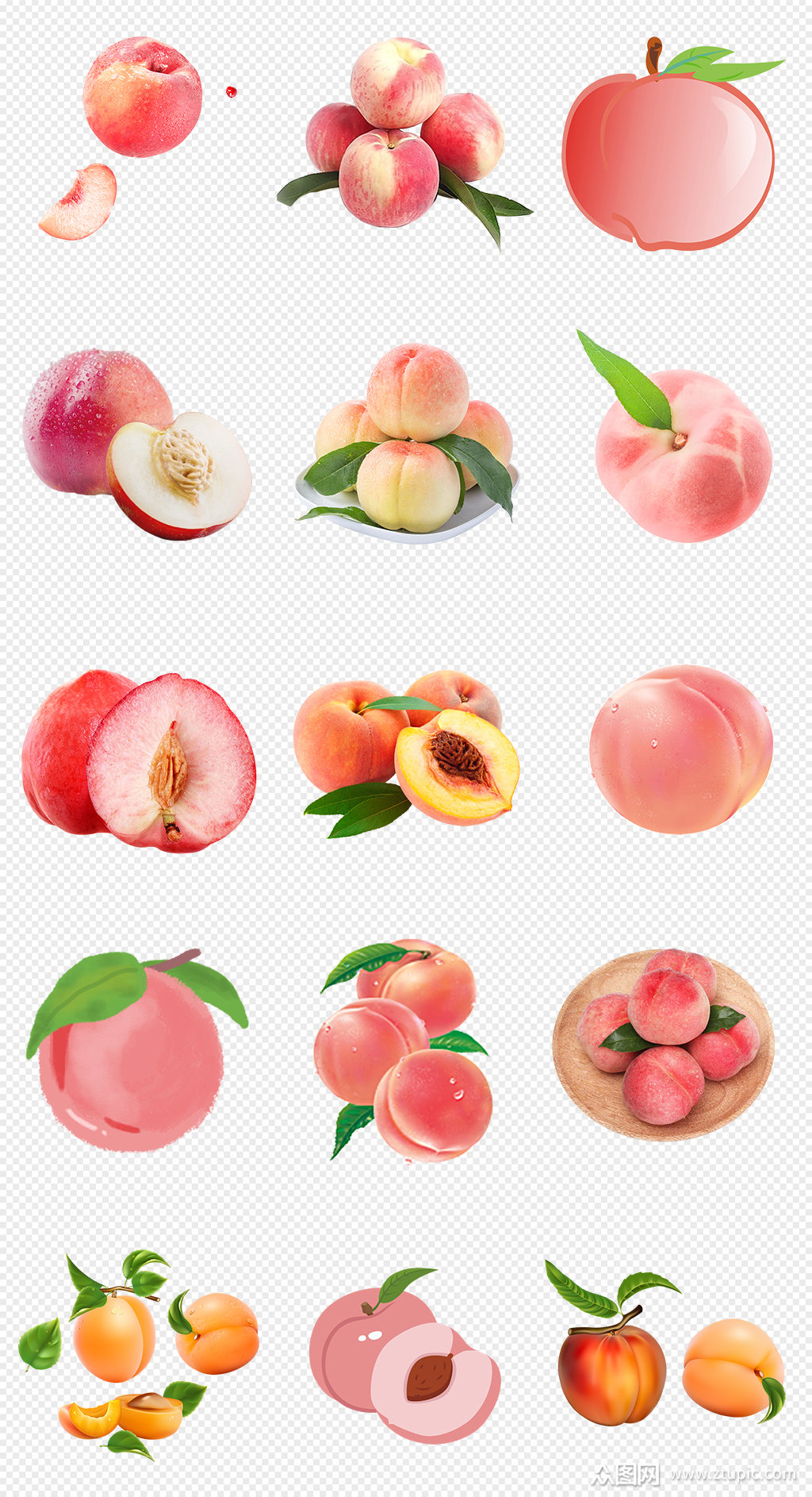 新鲜桃子水蜜桃png免抠素材素材