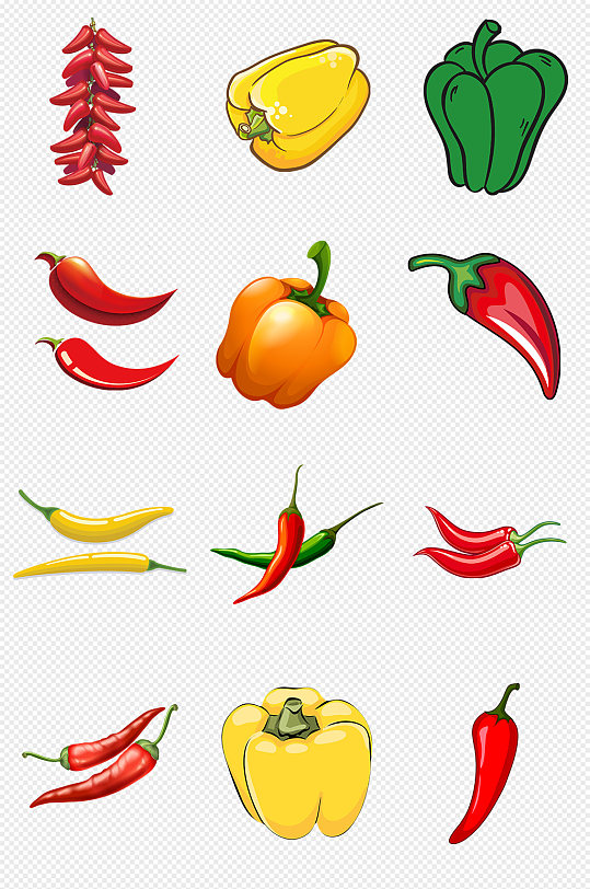 卡通辣椒红椒黄椒PNG免抠素材-众图网