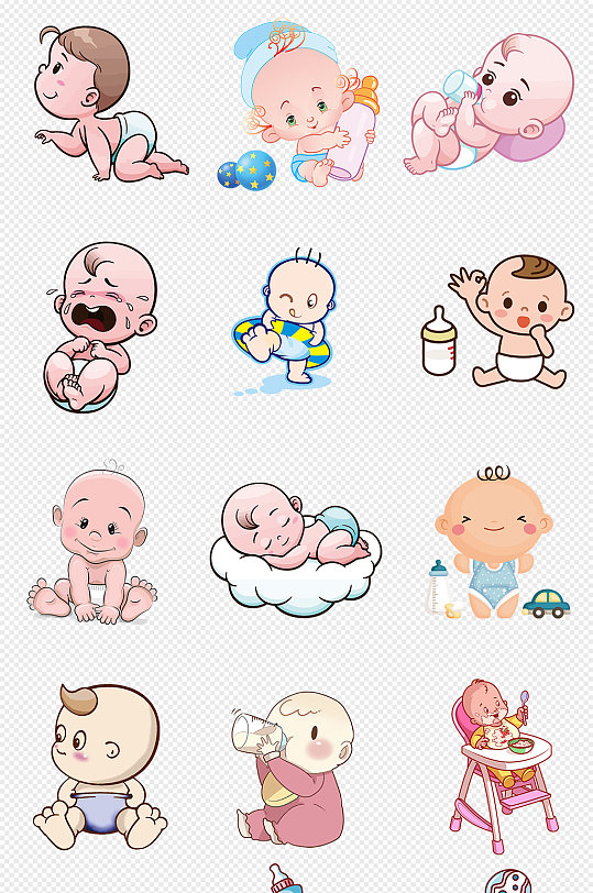 可爱卡通婴儿宝宝PNG免抠素材-众图网