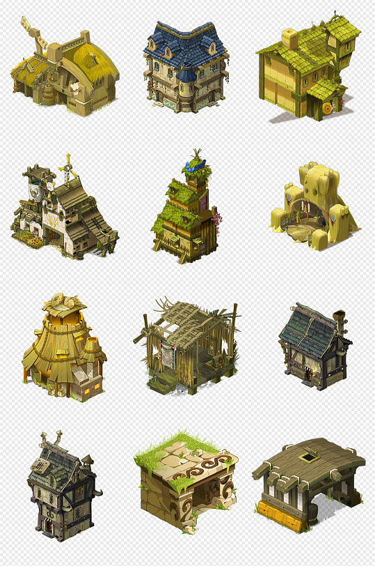 游戏建筑模型三维模型png免抠素材
