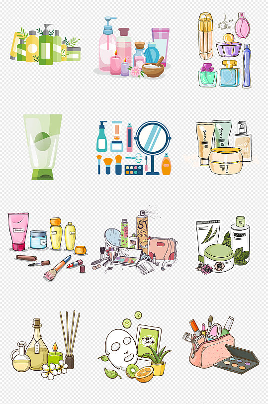 卡通化妆品化妆用具png免抠素材