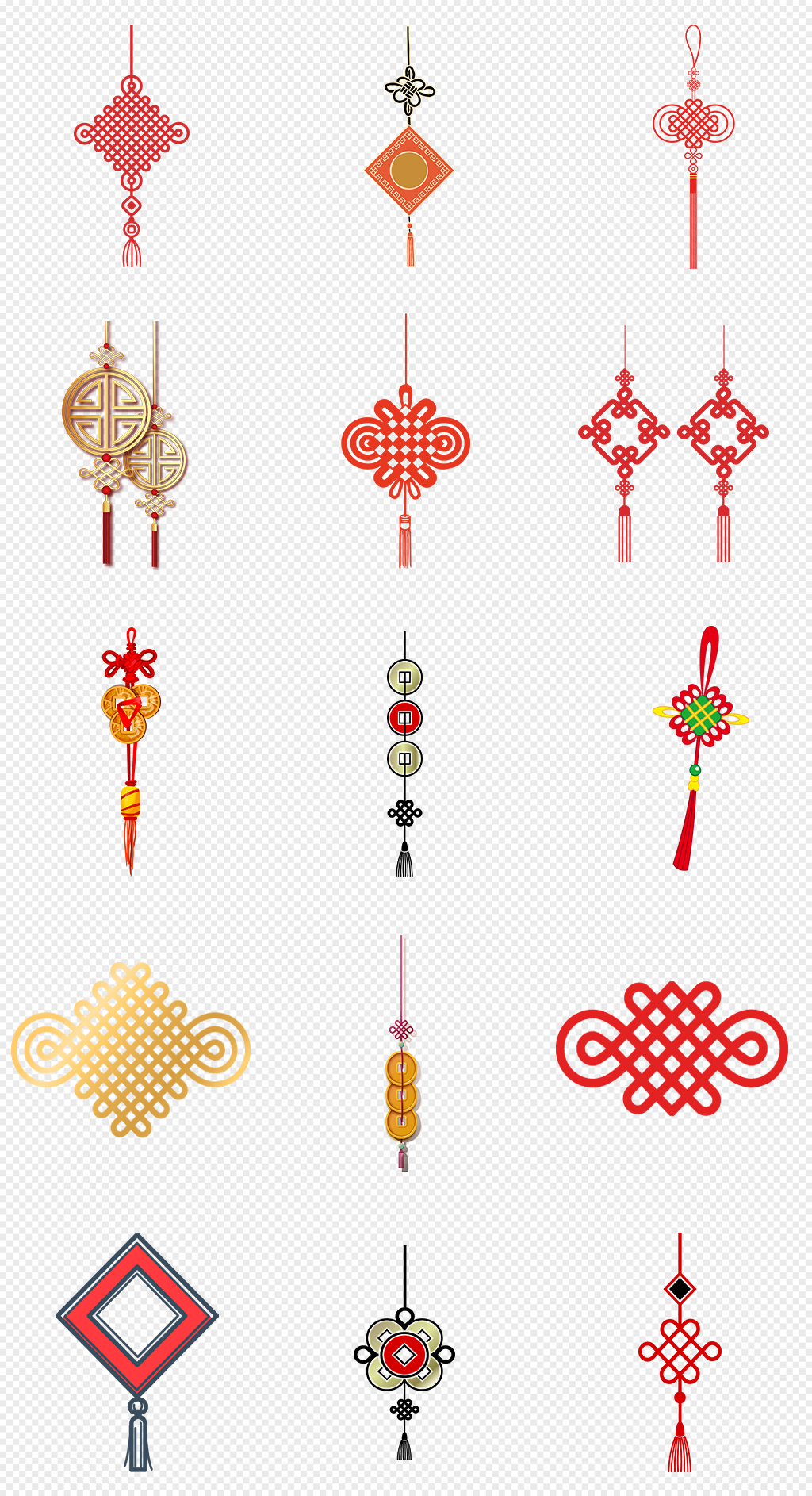 传统中国结红色经典中国结png素材素材