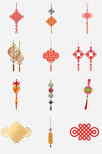 传统中国结红色经典中国结PNG素材