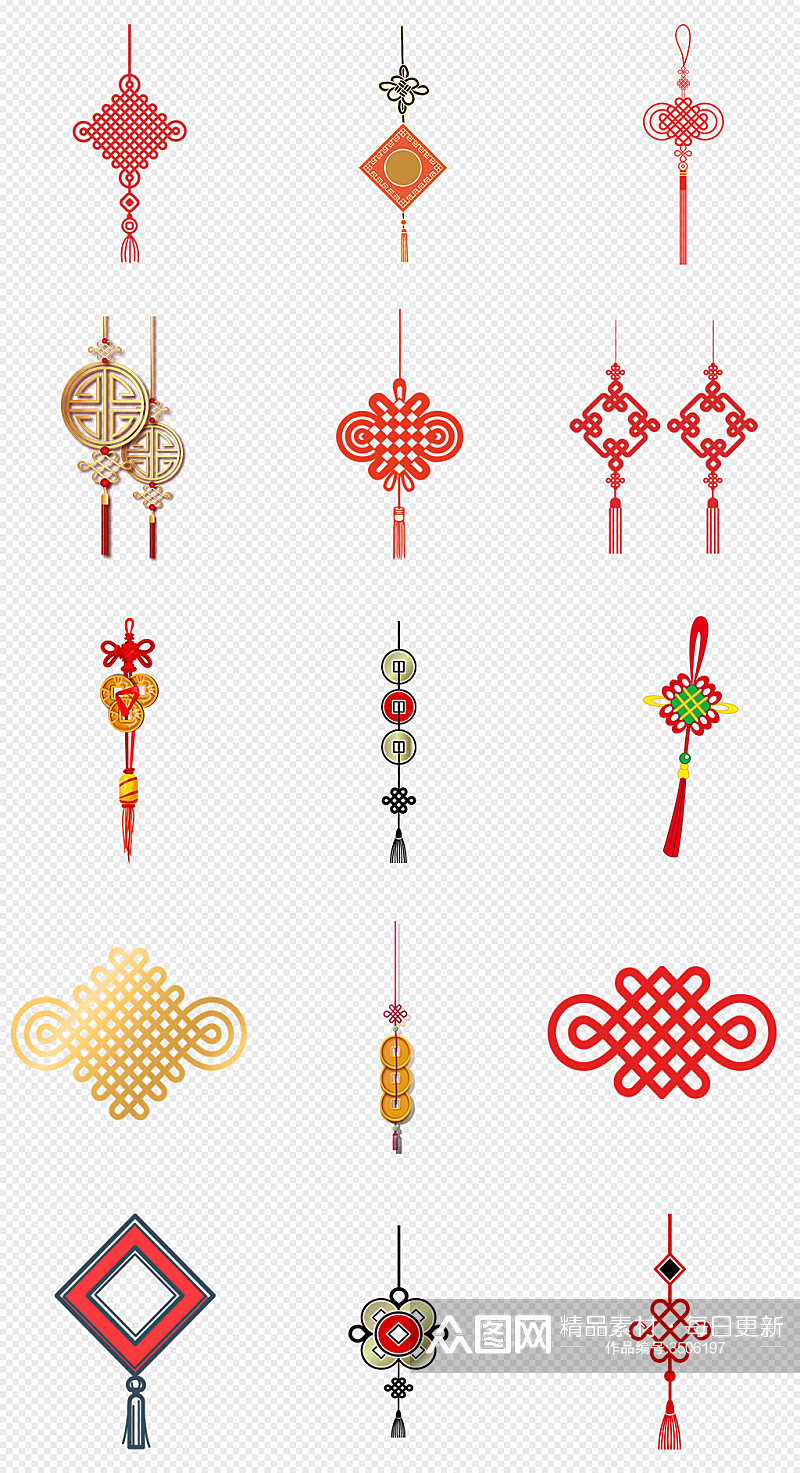 传统中国结红色经典中国结PNG素材素材