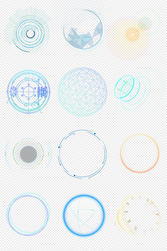 科技光环蓝色光圈png免抠素材
