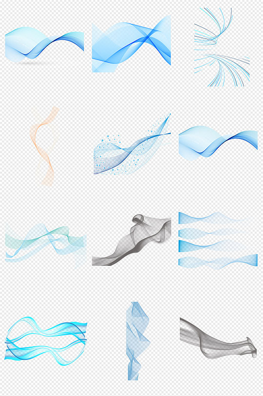 科技线条飘带蓝色丝带PNG免抠素材-众图网