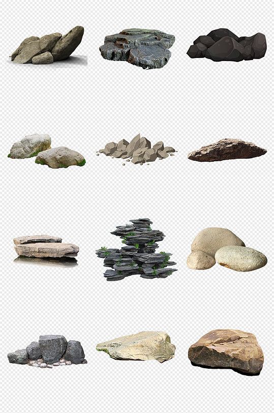 石头石块一堆石头岩石PNG素材