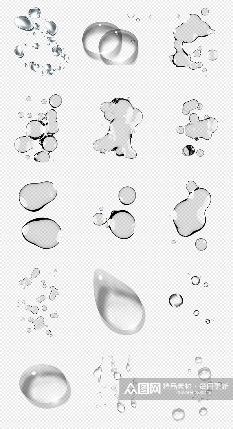 透明水滴水珠PNG素材素材