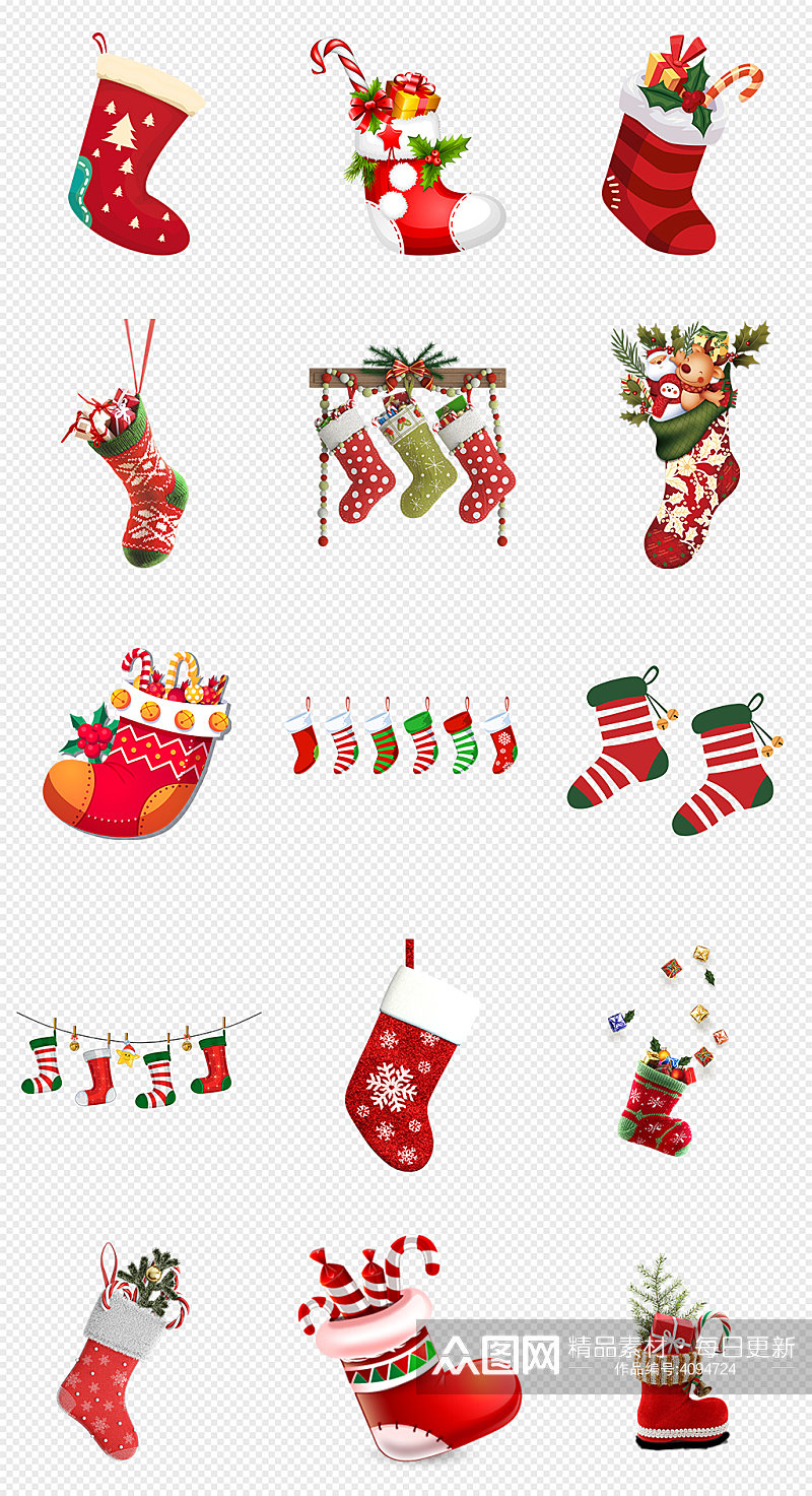 圣诞袜圣诞节袜子PNG免抠素材素材