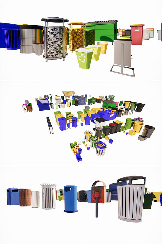 200个垃圾桶3d模型su模型