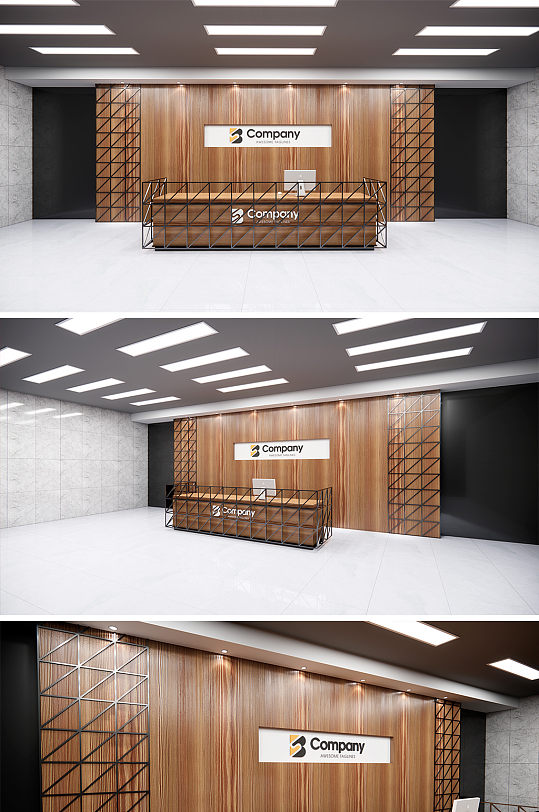 背景墙宣传展板设计立即下载蓝色公司前台文化展厅形象墙设计效果图