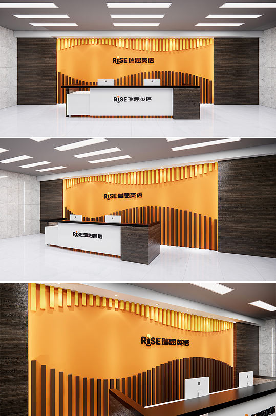 公司前台公司形象墙背景墙英语教育前台-众图网