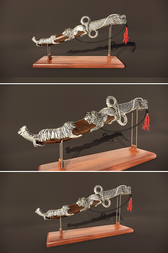 龙头刀工艺品陈列虎豹纹-众图网