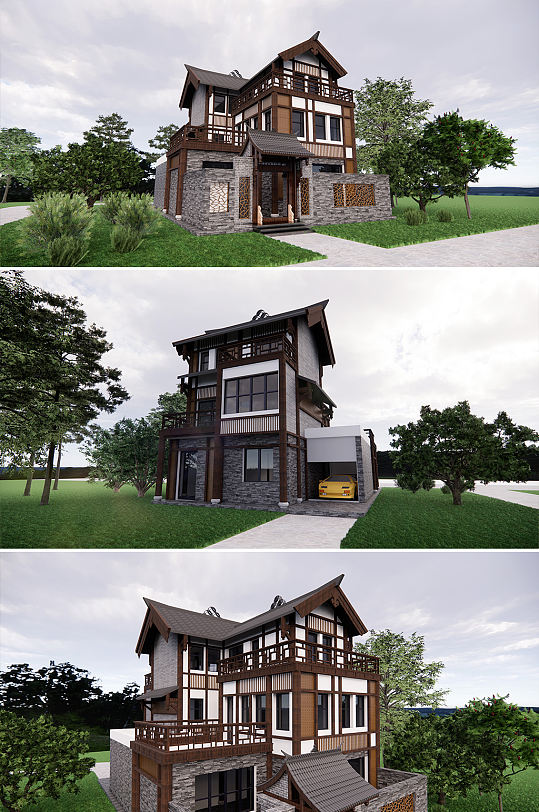 中式别墅农村别墅宅基地建筑