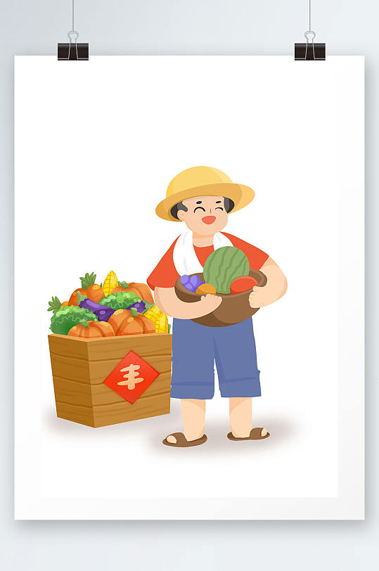 五一劳动节手绘简约农民插画