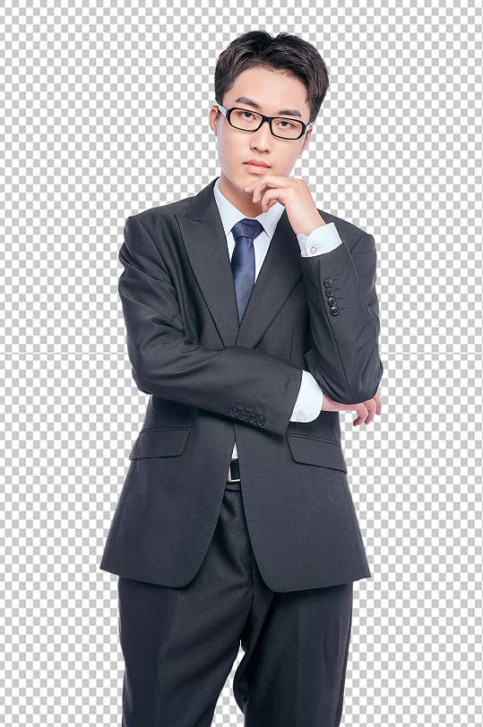 托腮成功西装男士商务职业人物摄影图