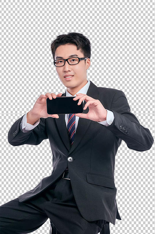 手持手机商务职业人物摄影免抠图