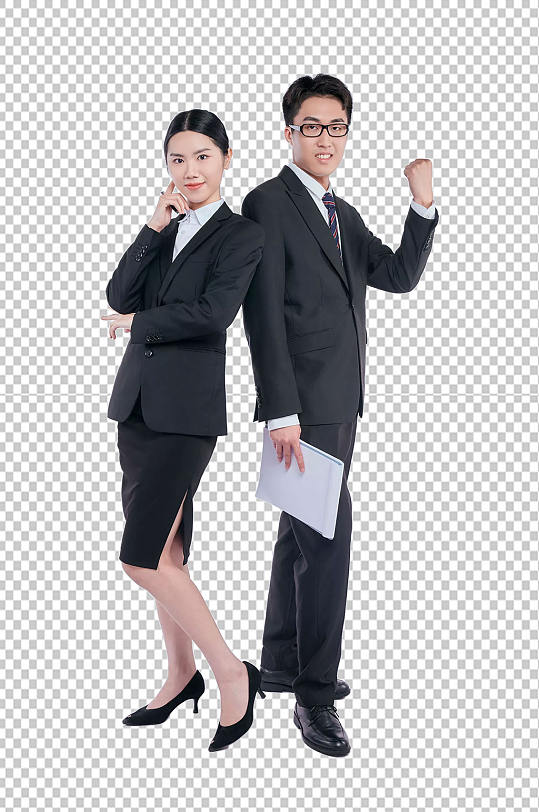 西裝男女加油商務(wù)職業(yè)人物免摳PNG元素
