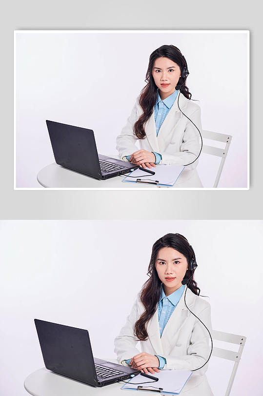 职场客服女士电脑商务职业人物摄影图片