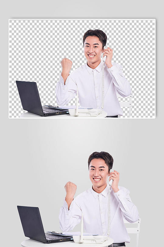 職場(chǎng)客服男士加油商務(wù)職業(yè)人物攝影免摳圖片