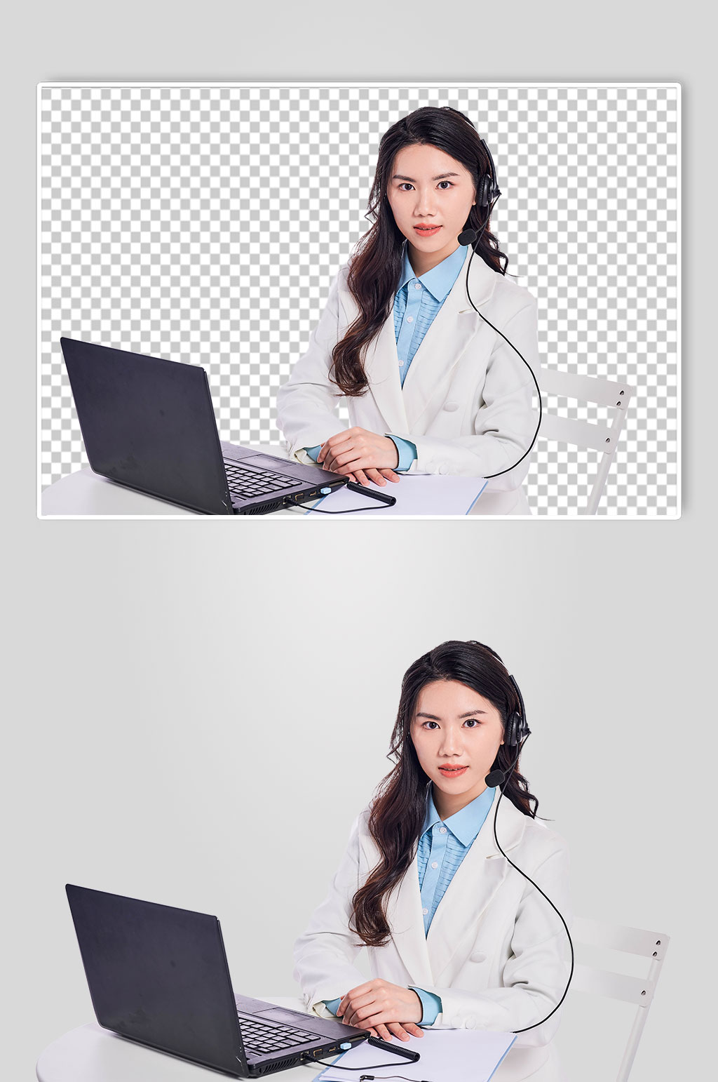 職場客服女士電腦商務(wù)職業(yè)人物攝影免摳圖素材