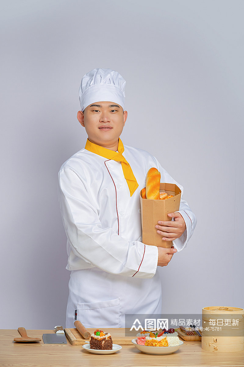 餐饮商业厨师服面包糕点人物摄影精修图片素材