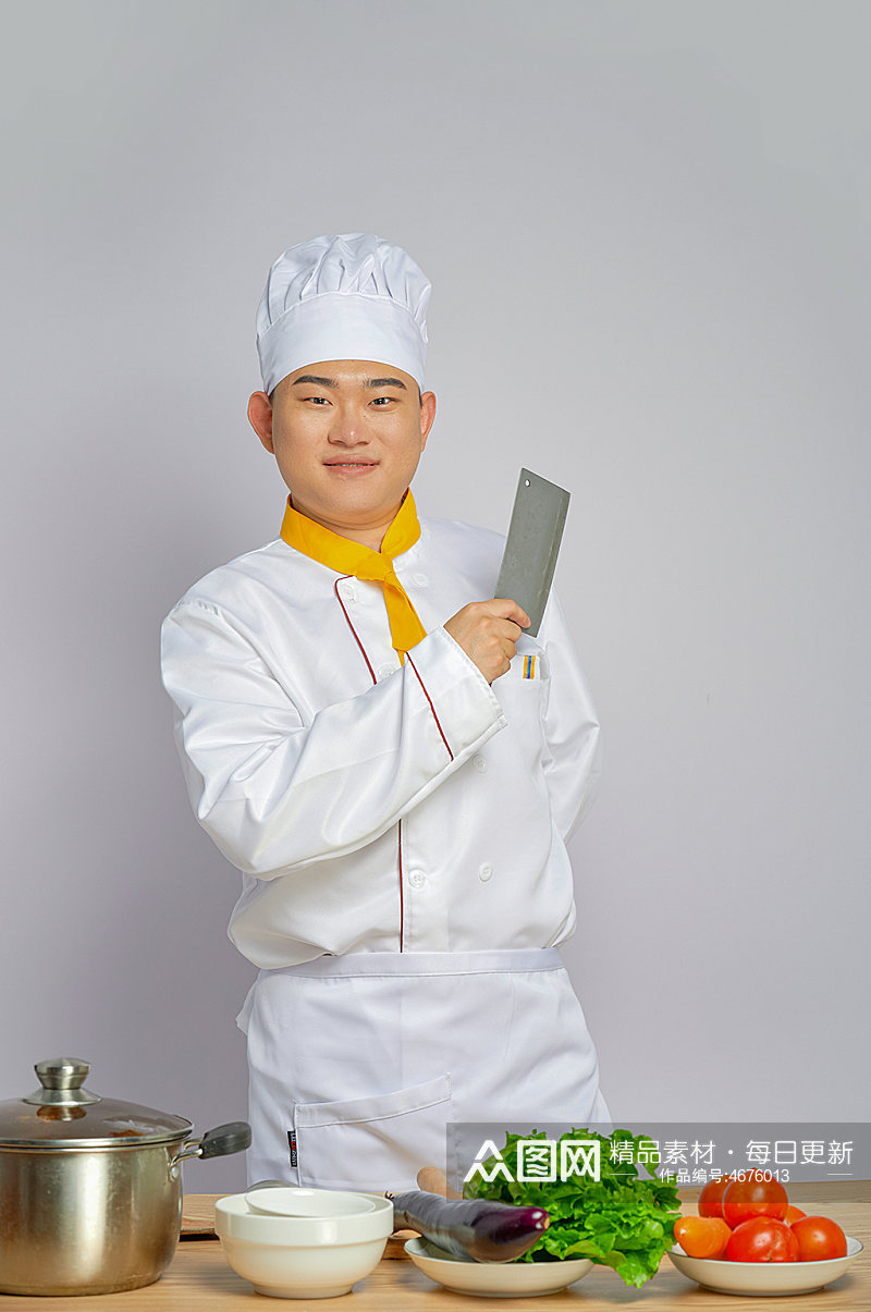 餐饮职场商业厨师服人物菜刀摄影图片素材