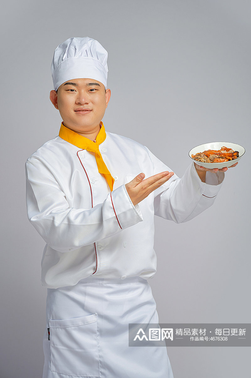 餐饮职场商业厨师服人物吃烤鸭摄影图片素材