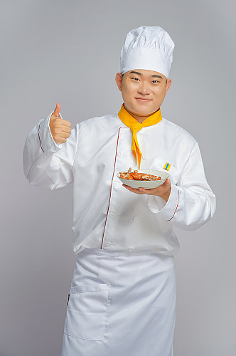 餐饮职场商业厨师服人物吃烤鸭摄影图片