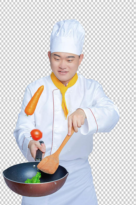 餐饮职场商业厨师服人物拿锅勺子摄影图片