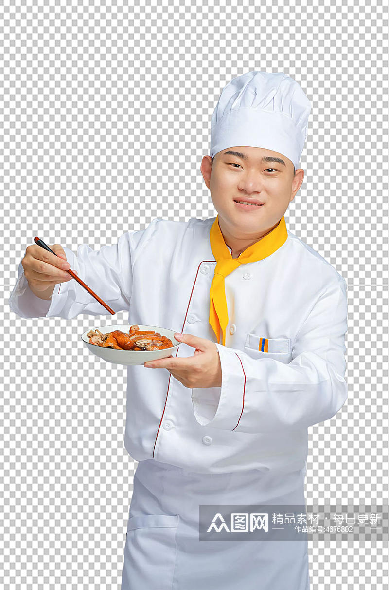 餐饮职场商业厨师服人物吃烤鸭摄影图片素材