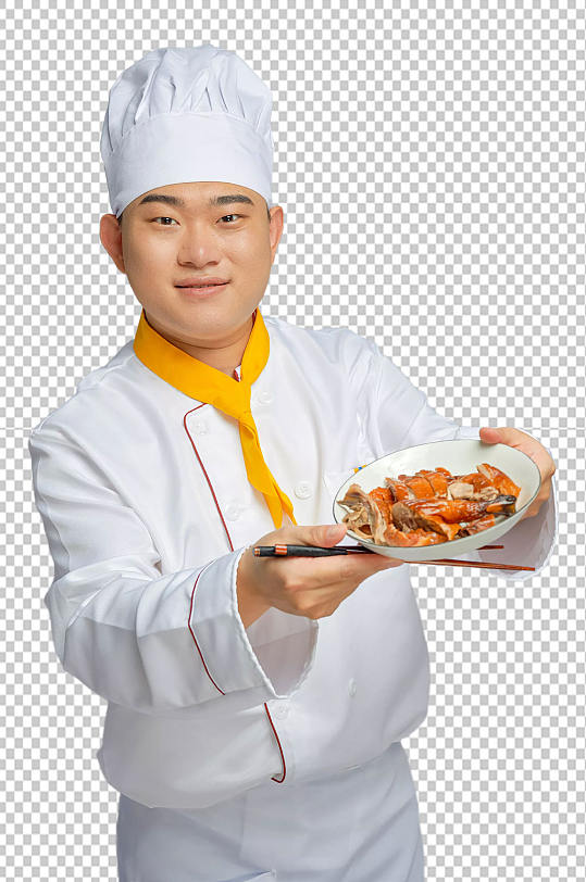 餐饮职场商业厨师服人物吃烤鸭摄影图片