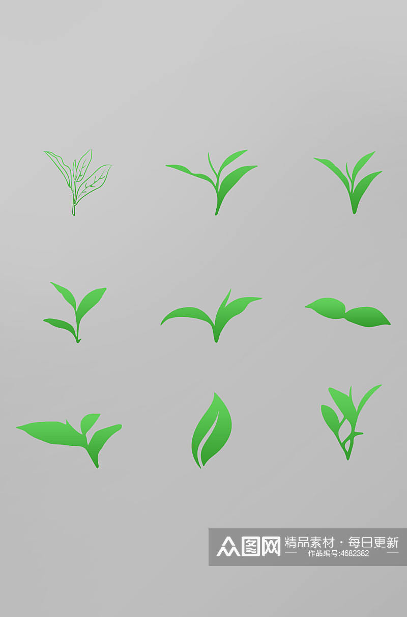 清新绿色叶子绿色茶叶竹叶青免抠元素素材