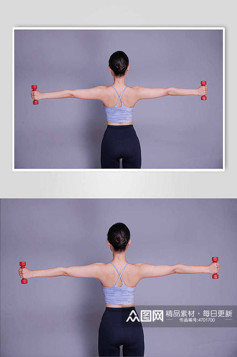 女性瘦身瑜伽哑铃锻炼运动健身人物摄影图片素材