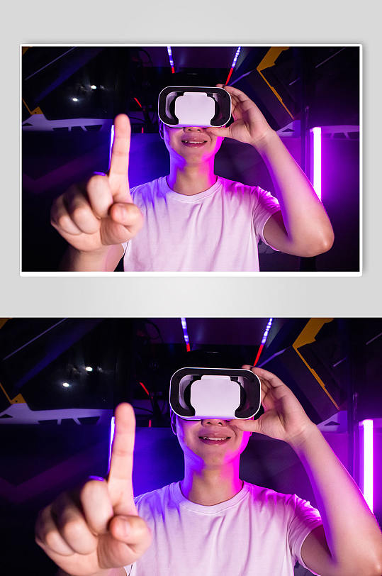 电竞房戴耳机男打游戏PK电竞元宇宙人物摄影图片-众图网