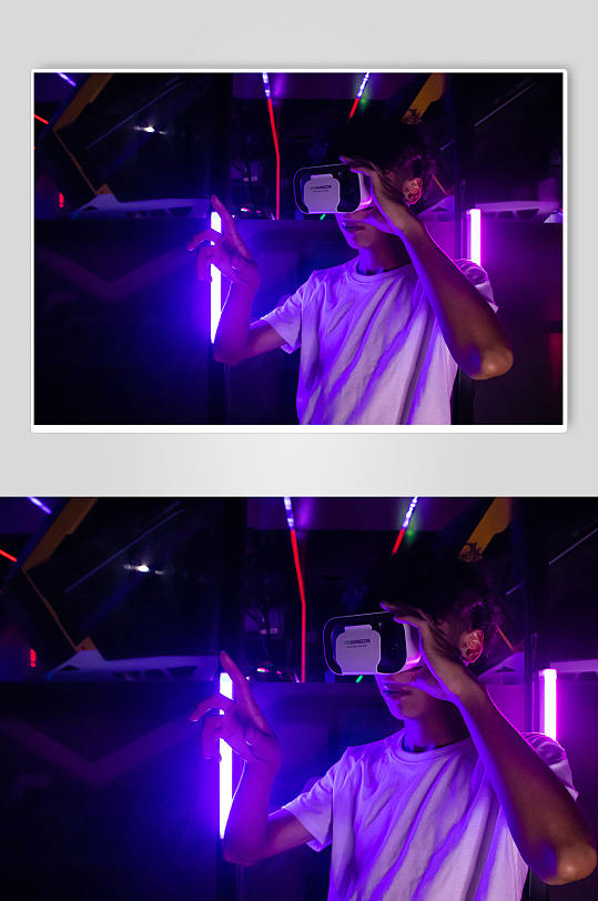 电竞房戴耳机男打游戏PK元宇宙电竞人物摄影图片-众图网